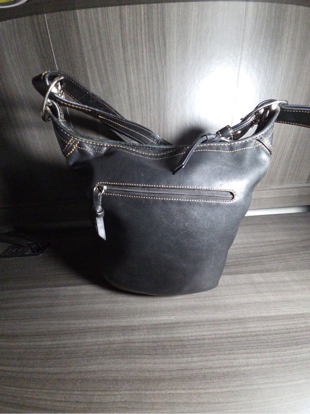 Coach bleeker Black Leather bucket Bag with Contrast Stitching F13353 Y2K vibes